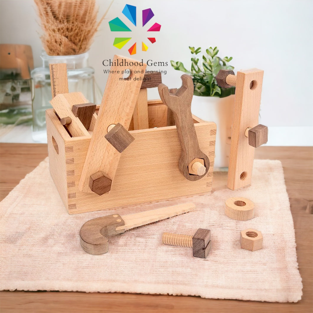 Kids wooden toolbox online