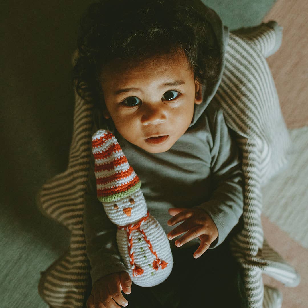 Pebble - Christmas Baby Rattle - Snowman