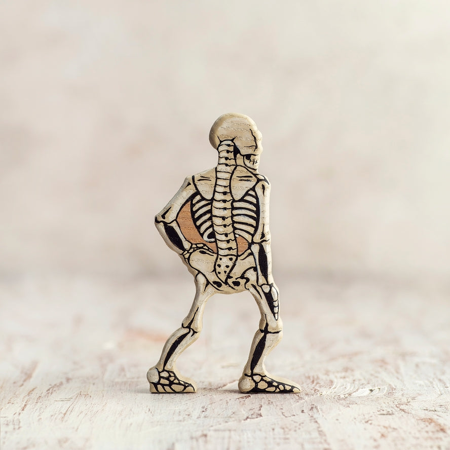 Wooden Skeleton Figurine, Halloween Decor, Spooky Gift