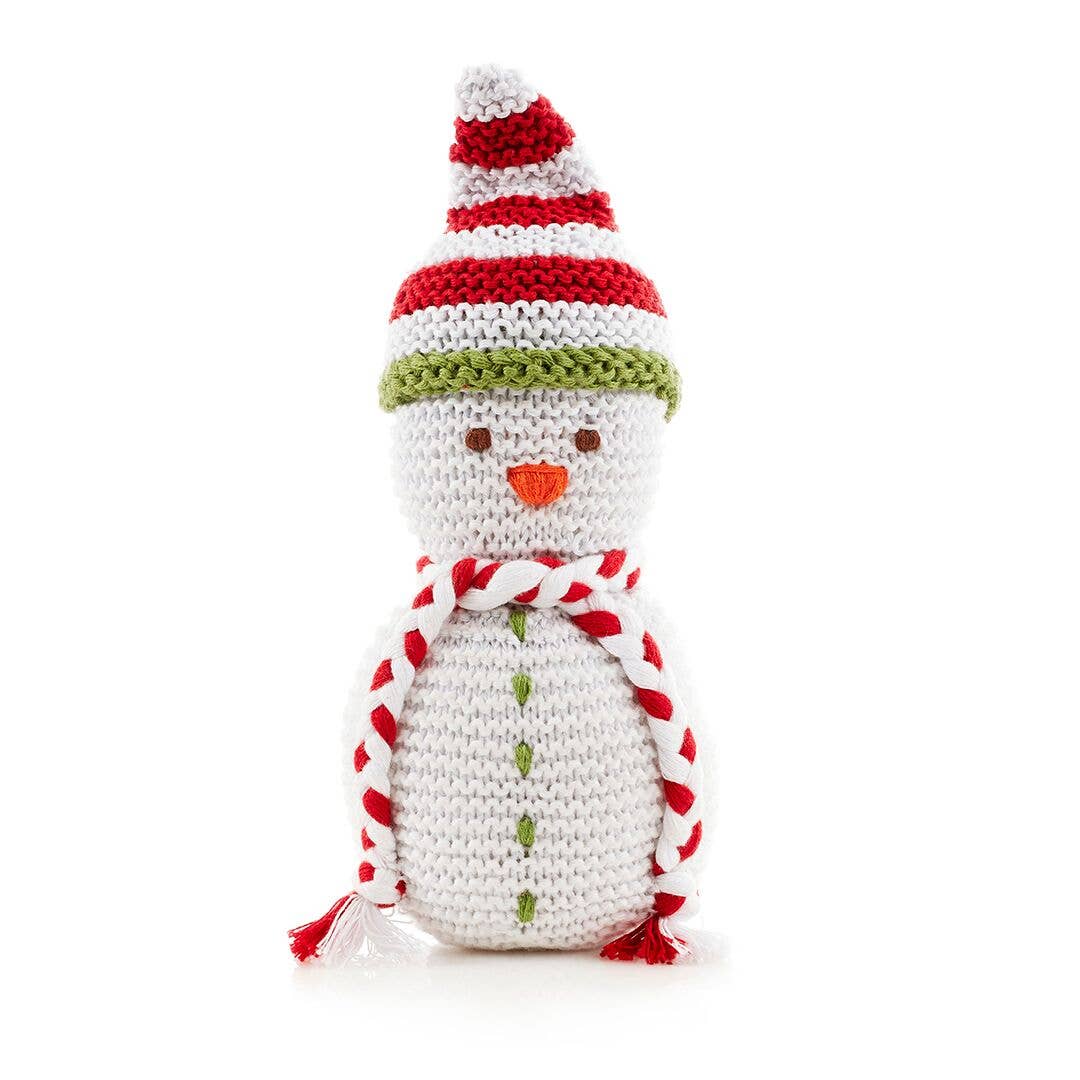 Pebble - Christmas Baby Rattle - Snowman