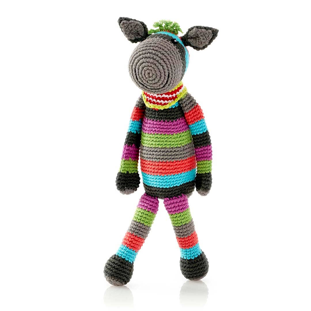 Plush Stripey Donkey Rattle