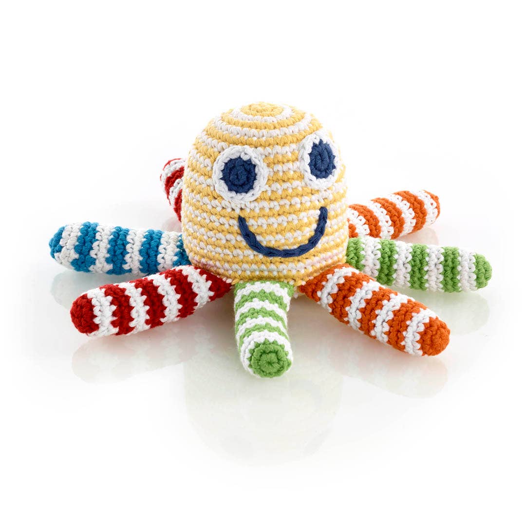 Plush Ocean Toy (Rattle) - Rainbow Octopus