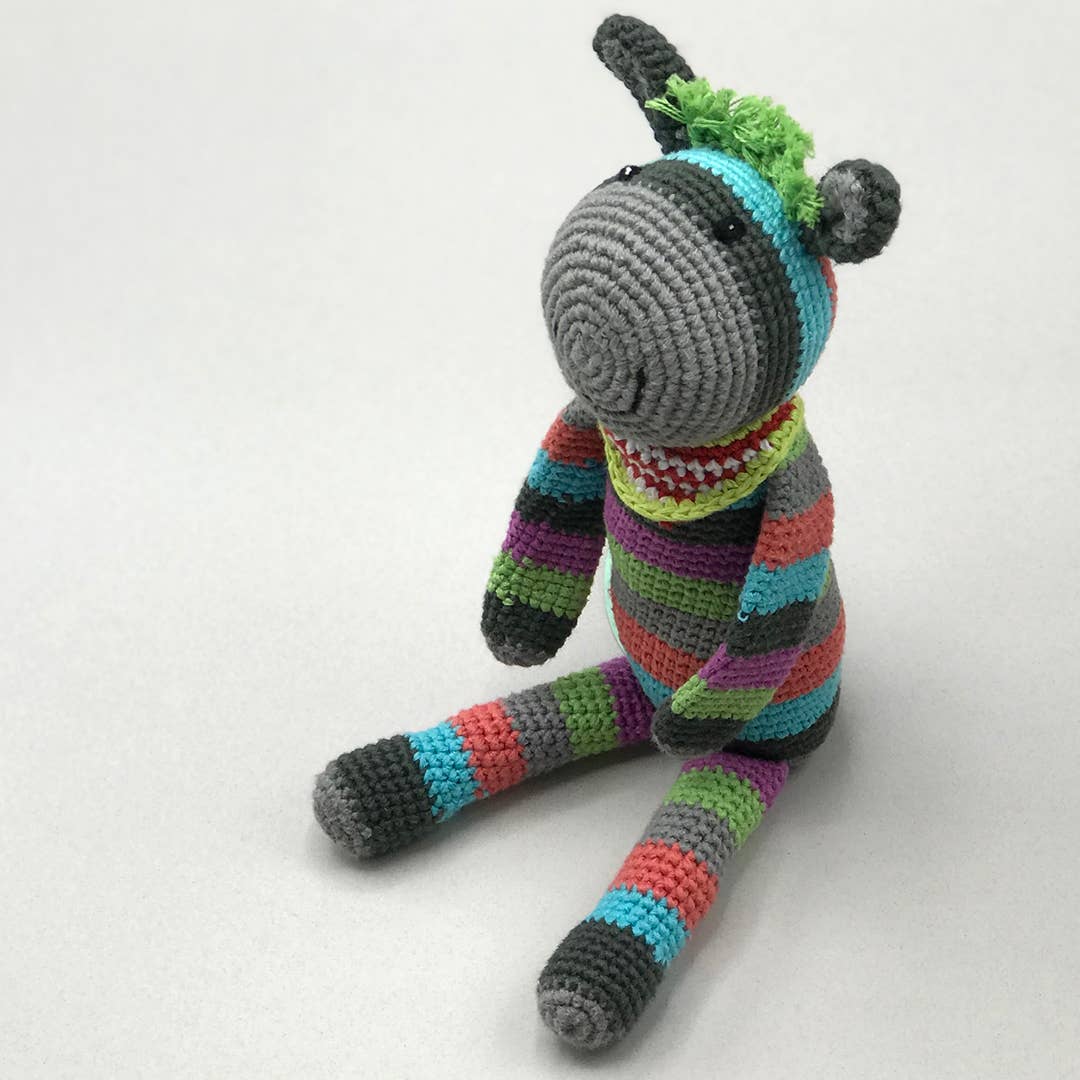 Plush Stripey Donkey Rattle