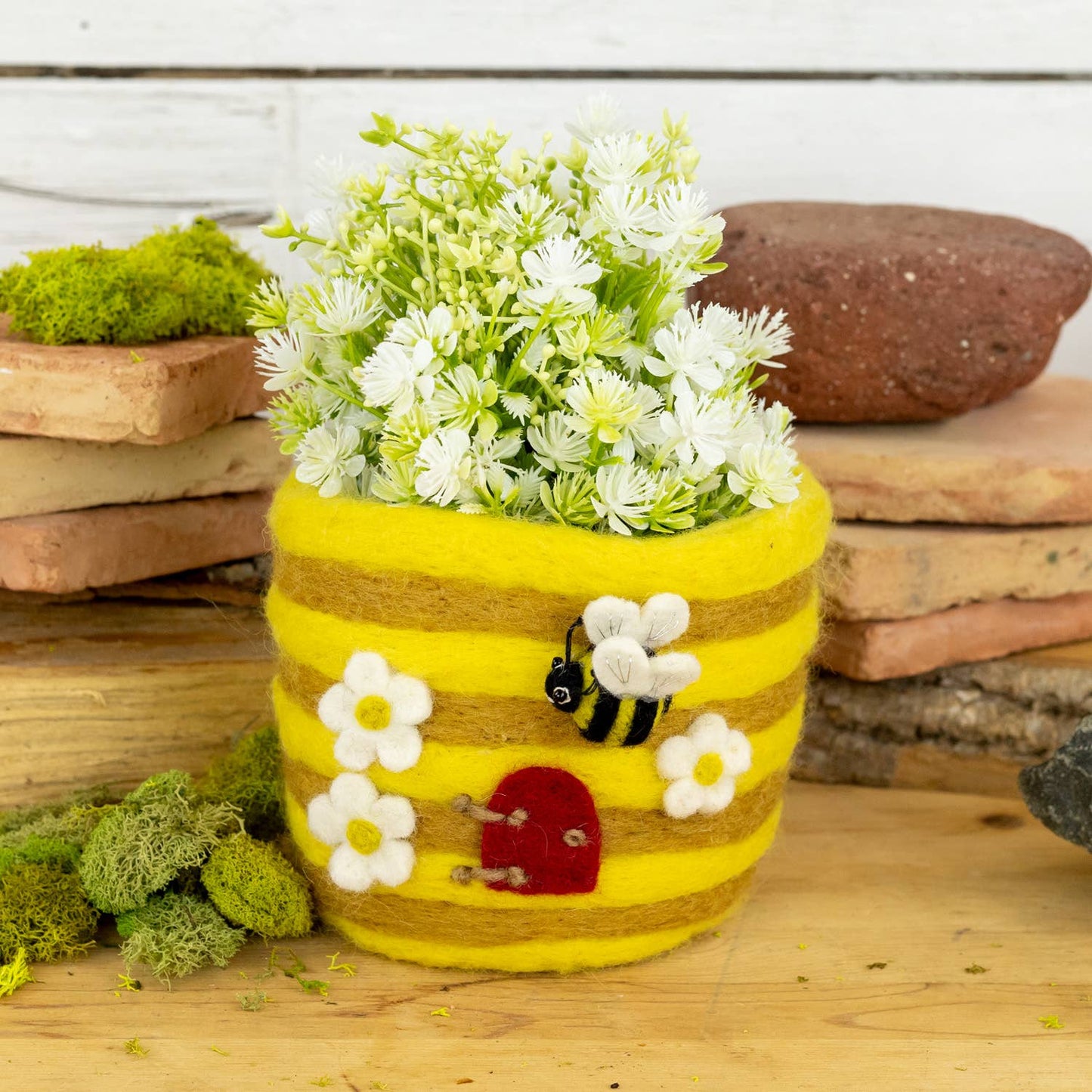 dZi Handmade - Honey Hive Felt Pot