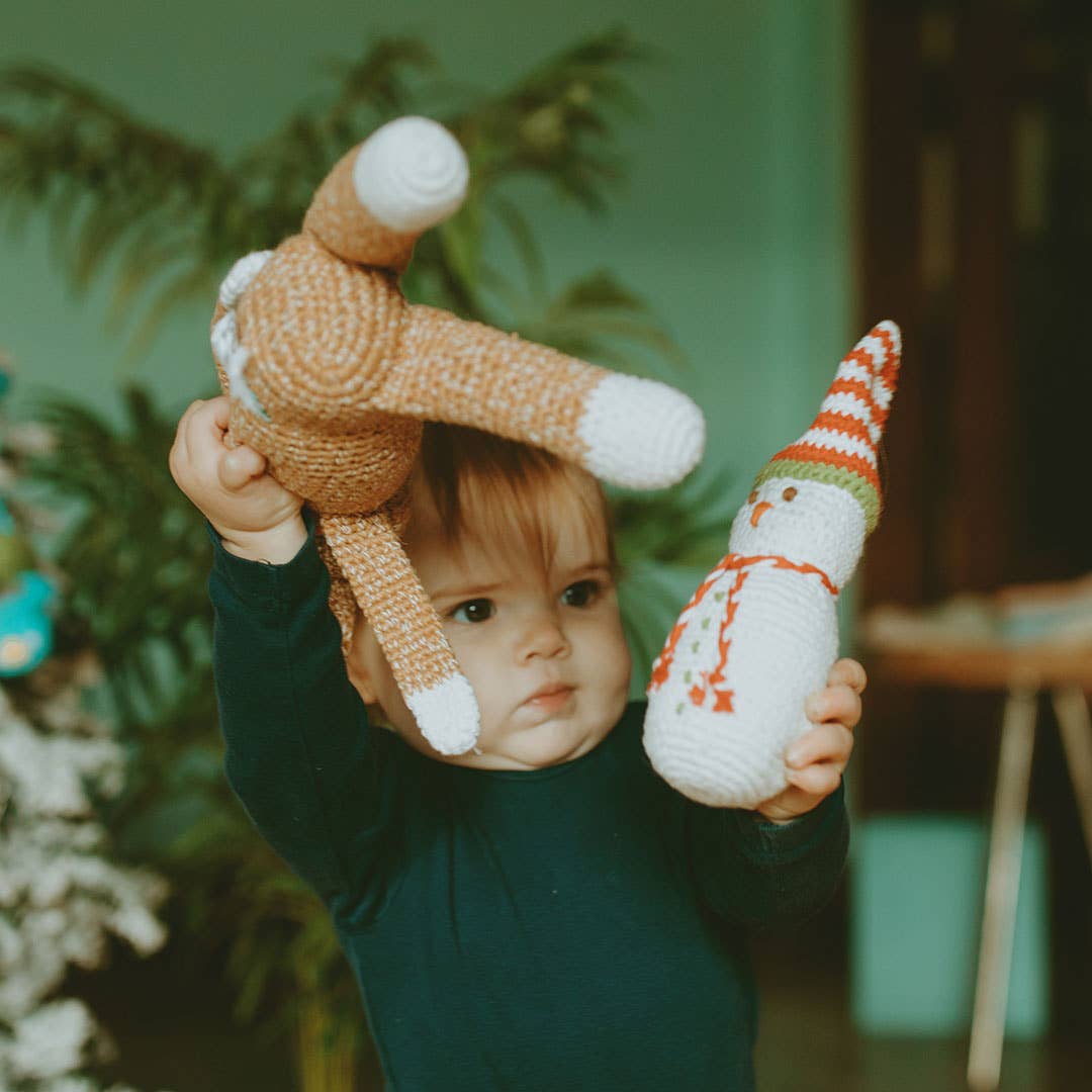 Pebble - Christmas Baby Rattle - Snowman