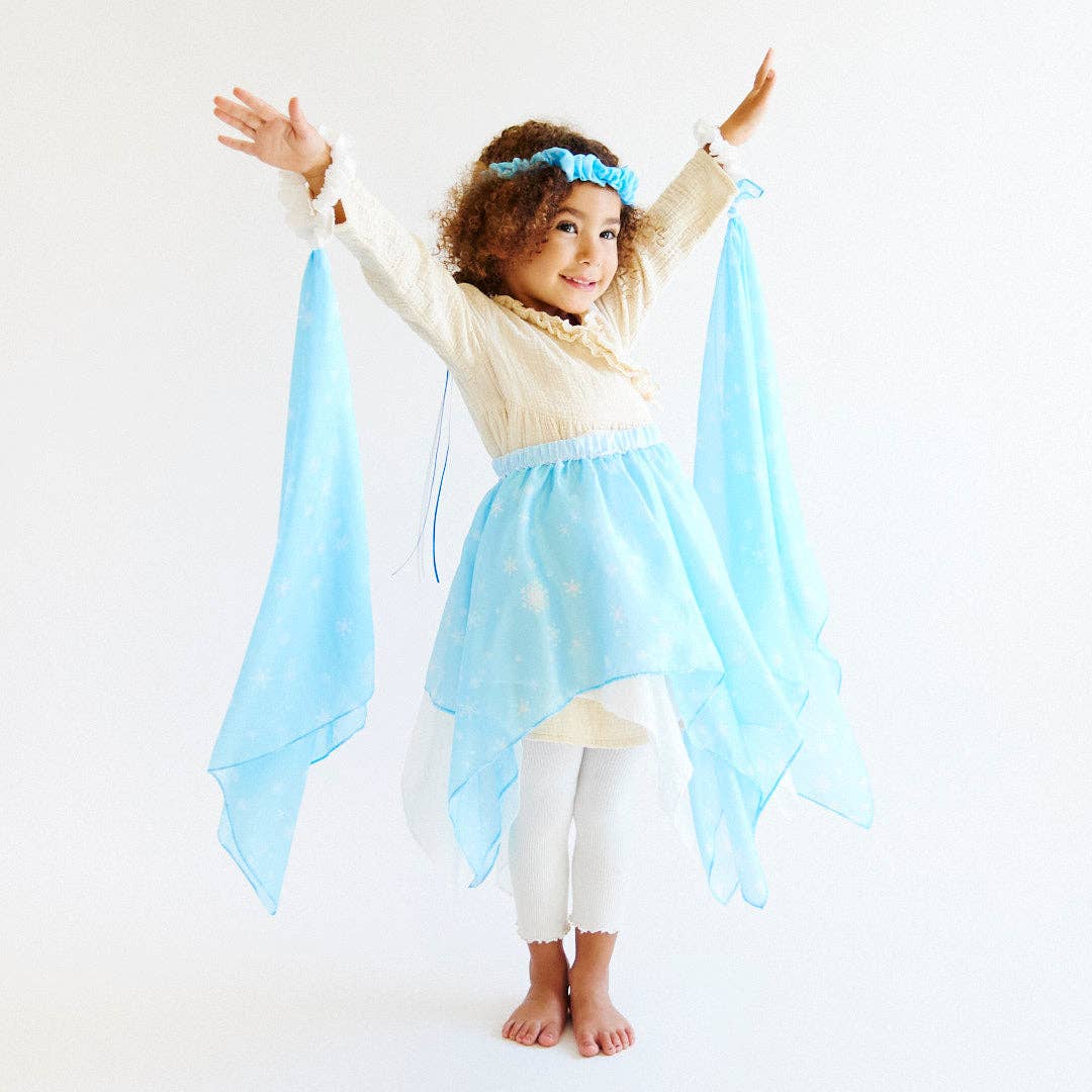 Sarah’s Silks - Snow Fairy Princess Set with Skirt, Garland, & Wrist Streamers