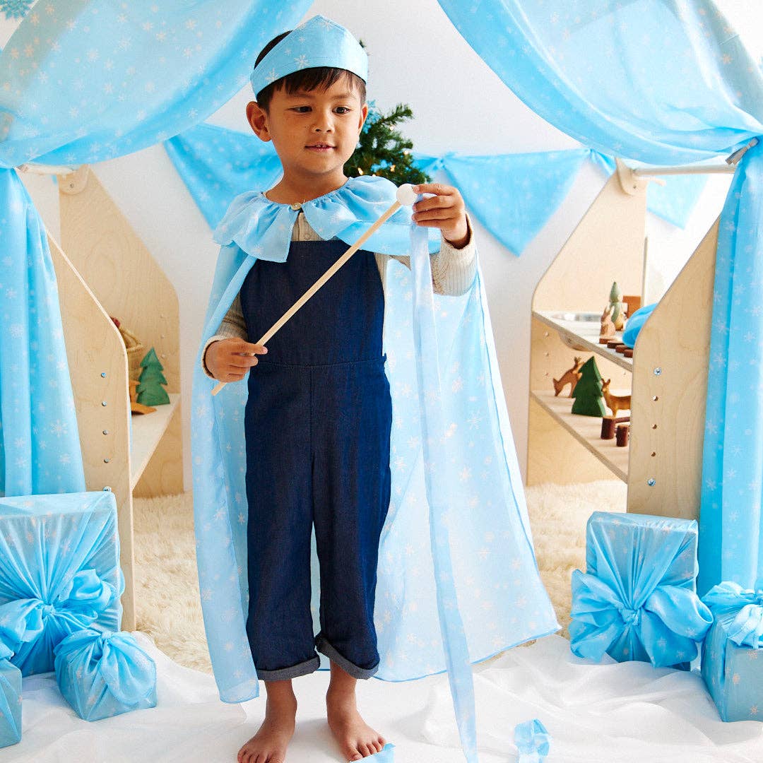 Sarah’s Silks - Snow King/Queen Dress Up Set with Cape, Tiara, & Streamer