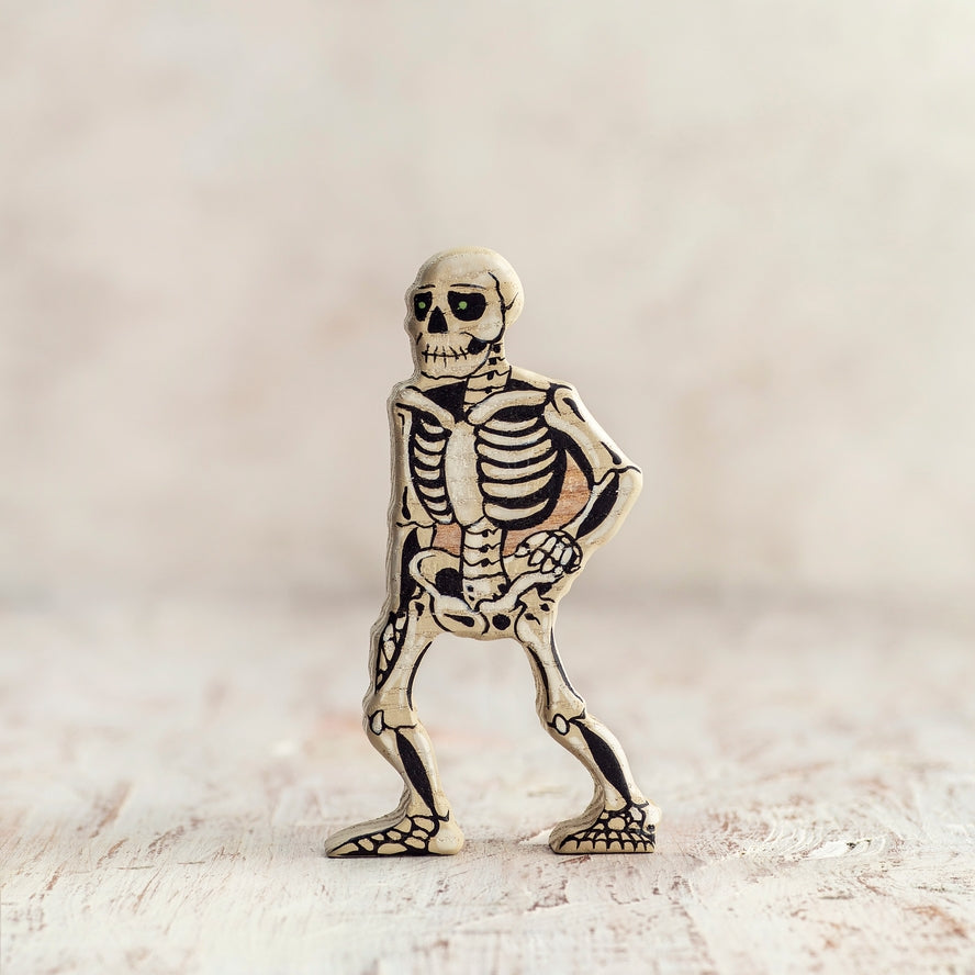 Wooden Skeleton Figurine, Halloween Decor, Spooky Gift