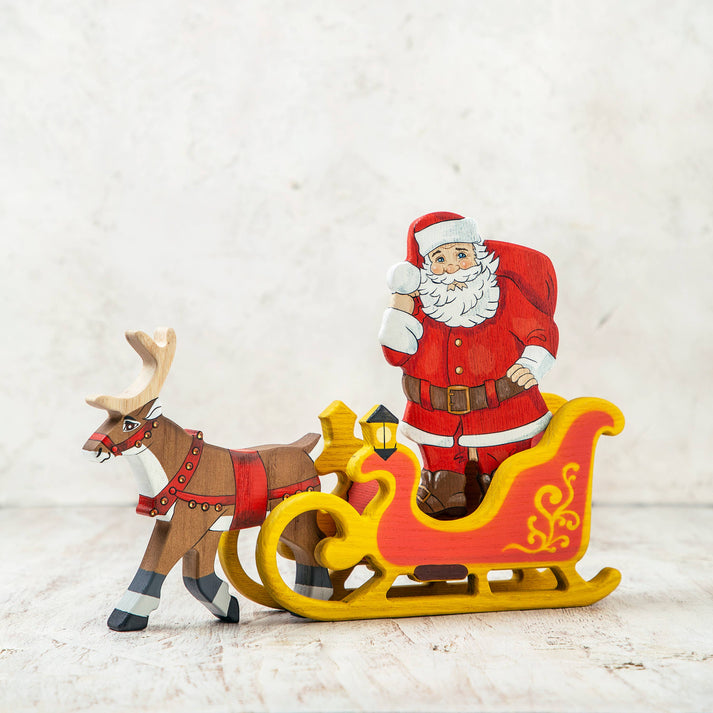 Wooden Caterpillar Santa Trio (European)