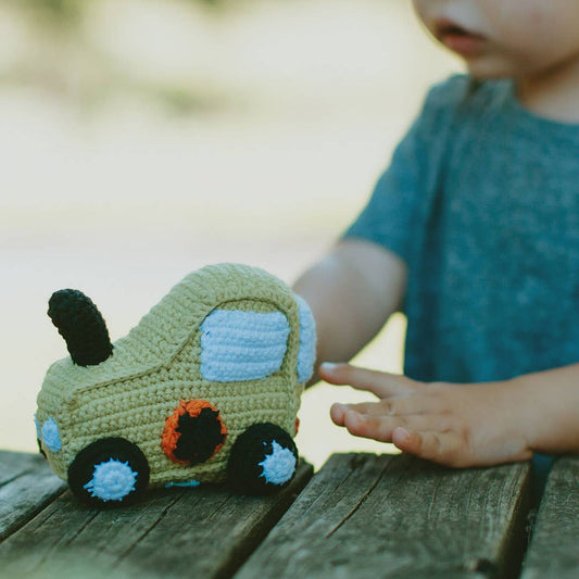 Pebble - Plush Toy Tractor Rattle - Green