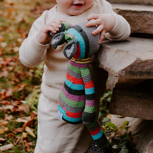 Pebble - Plush Striped Donkey Stuffed Animal