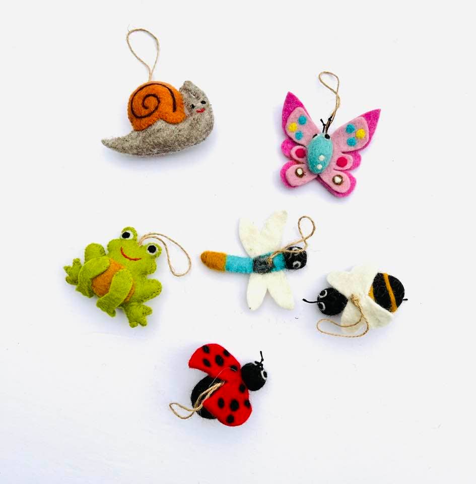 Ornament Frog, Butterfly, Snail, Ladybug, Bee, Dragonfly