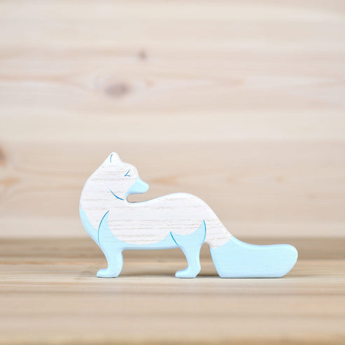 Wooden Polar Fox Toy by Hand Crafted by Wooden Caterpillar