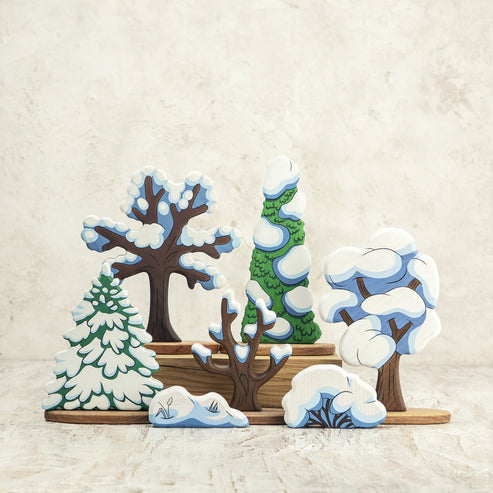 Winter Wonderland Tree Set - Handcrafted by Wooden Caterpillar (5 pcs)