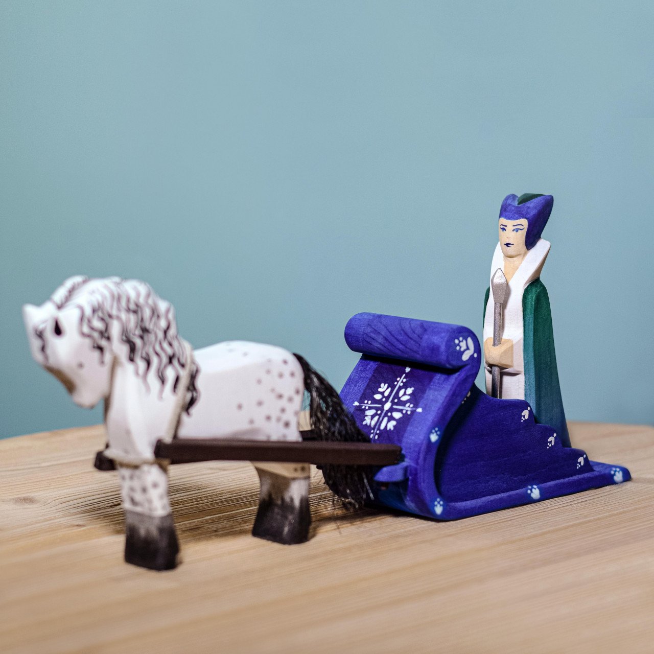 Snow Queen, Sleigh and White Horse SET